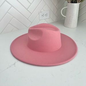 GORGEOUS Barbie Pink Suede Wide Brim Fedora Inspired Hat